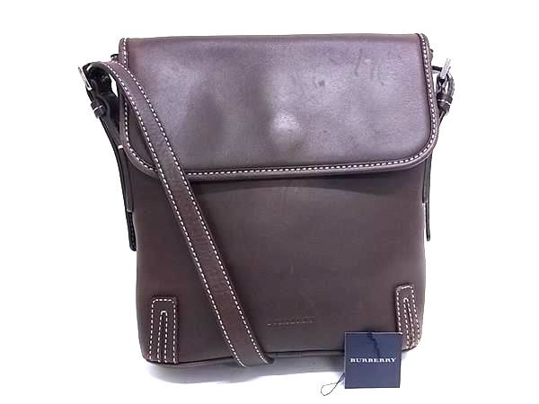1円 BURBERRY バーバリー レザー クロスボディ ショルダーバッグ 斜め掛けかばん ポシェット レディース メンズ ブラウン系 FS5638拍卖