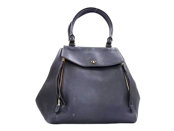 1円 ■美品■ TORY BURCH トリーバーチ ハーフムーン レザー ハンドバッグ トートバッグ ショルダー 肩掛け レディース ブラック系 FS5631拍卖