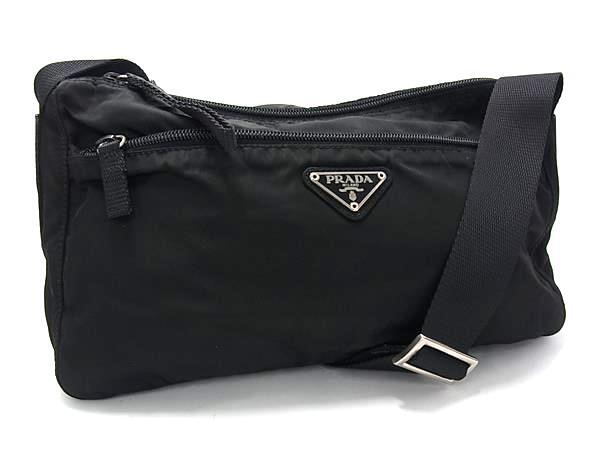 1円 ■美品■ PRADA プラダ テスートナイロン ショルダーバッグ ワンショルダーバッグ クロスボディ 肩掛け ブラック系 FS5627拍卖