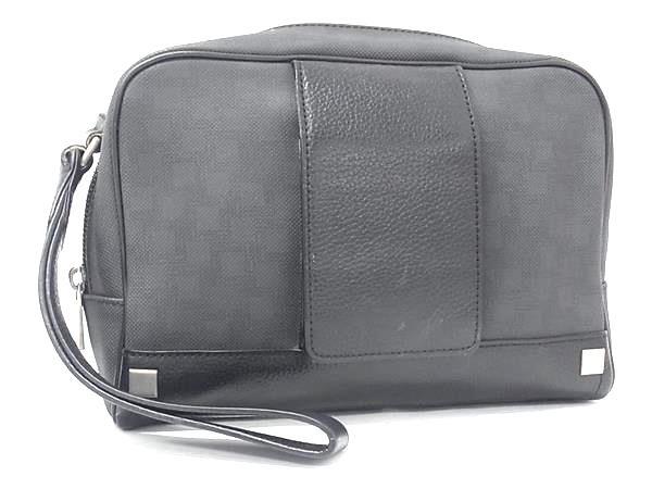 1円 ■美品■ dunhill ダンヒル ディーエイト PVC×レザー クラッチバッグ セカンドバッグ メンズ ブラック系 FS5546拍卖