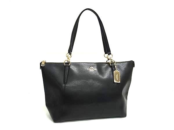 1円 ■美品■ COACH コーチ F35808 レザー トートバッグ ショルダー 肩掛け レディース ブラック系 BQ2039拍卖