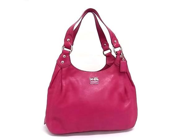 1円 ■美品■ COACH コーチ レザー ハンドバッグ ショルダー トート 肩掛け レディース ピンク系 BQ2084拍卖