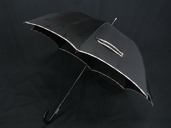 1円 BURBERRY バーバリー 長傘 雨傘 高級傘 雨具 アンブレラ レディース メンズ ブラック系×ベージュ系 GB2266拍卖