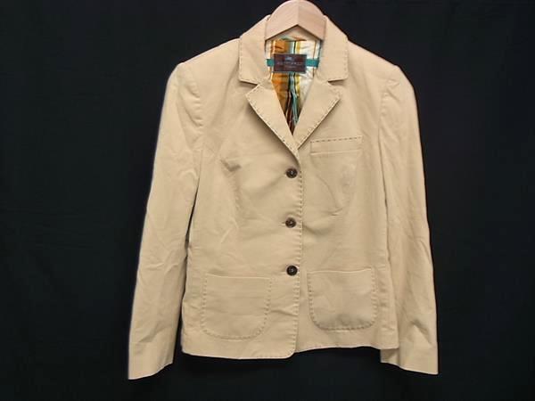 1円 ETRO エトロ コットン92%×ポリウレタン8% ステッチ ジャケット アウター 上着 表記サイズ 40 洋服 レディース ベージュ系 FV3454拍卖