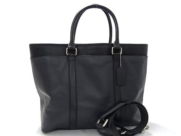1円 COACH コーチ レザー 2WAY ハンドバッグ ビジネスバッグ ショルダー 斜め掛け ビジネス 紳士 メンズ ダークネイビー系 BS1115拍卖