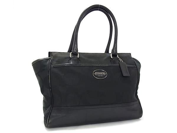 1円 COACH コーチ 21151 シグネチャー レガシー レザー ハンドバッグ トートバッグ レディース ブラック系 BQ1744拍卖