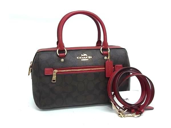 1円■美品■ COACH コーチ 83607 シグネチャー PVC×レザー クロスボディ ハンドバッグ トート ショルダー 斜め掛け ブラウン系 BQ1820拍卖