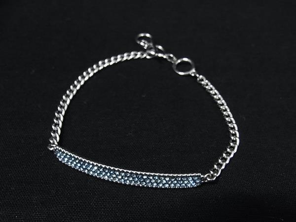 ■美品■ SWAROVSKI スワロフスキー ラインストーン ブレスレット アクセサリー レディース シルバー系×ライトブルー系 DK8038拍卖