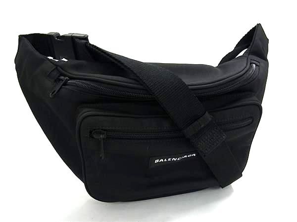 1円 ■美品■ BALENCIAGA バレンシアガ 482389 エクスプローラー ナイロン クロスボディ ボディバッグ ウエストポーチ ブラック系 FN5834拍卖