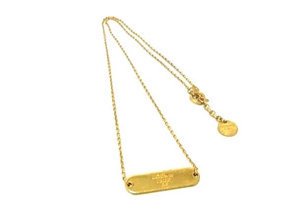 1円 LOEWE ロエベ ロゴ プレート ネックレス ペンダンド アクセサリー レディース メンズ ゴールド系 FV2120拍卖