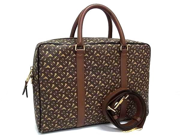 1円 BURBERRY バーバリー TBモノグラム PVC×レザー 2WAY クロスボディ ショルダーバッグ ハンドバッグ 斜め掛け ブラウン系 FU5784拍卖