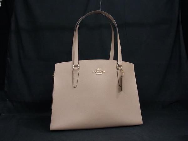 1円 ■美品■ COACH コーチ C4077 テイタム キャリーオール レザー トートバッグ ショルダーバッグ 肩掛け レディース ベージュ系 FV3371拍卖
