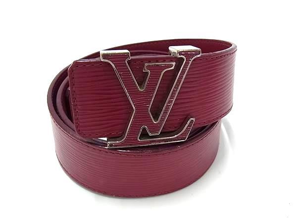 1円 LOUIS VUITTON ルイヴィトン エピ シルバー金具 ベルト 表記サイズ85/34 メンズ ボルドー系 FU5607拍卖