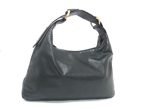 1円 ■美品■ GUCCI グッチ 115867 002214 ホースビット レザー ワンハンドル ハンドバッグ レディース ブラック系 FU5540拍卖