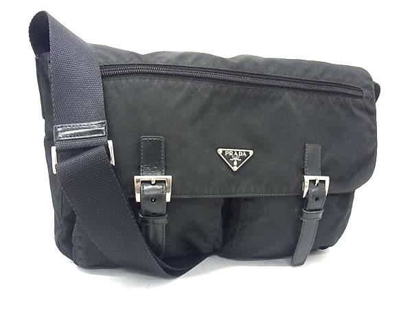 1円 PRADA プラダ テスートナイロン ショルダーバッグ クロスボディ レディース メンズ ブラック系 GB2370拍卖