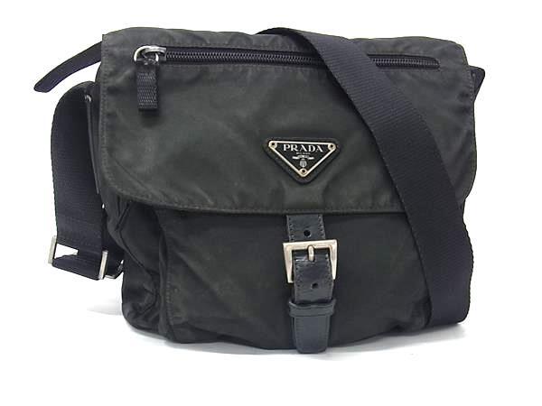 1円 PRADA プラダ テスートナイロン クロスボディ ショルダーバッグ 斜め掛け レディース ブラック系 GB2462拍卖