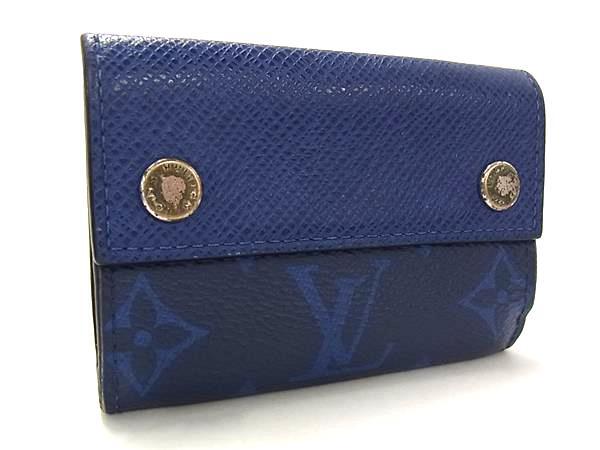 1円 LOUIS VUITTON ルイヴィトン M67620 タイガラマ ディスカバリー コンパクトウォレット 三つ折り 財布 ウォレット ブルー系 FS6267拍卖