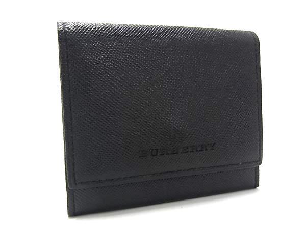 1円 ■美品■ BURBERRY バーバリー レザー 二つ折り 財布 ウォレット 小銭入れ メンズ レディース ブラック系 FN7966拍卖
