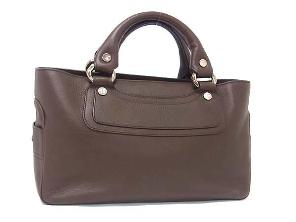 1円 ■美品■ CELINE セリーヌ マカダム ブギーバッグ レザー ハンドバッグ レディース ブラウン系 FU4794拍卖