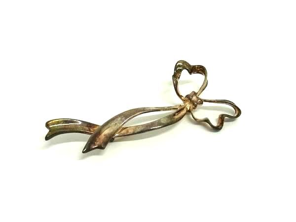 1円 TIFFANY&Co ティファニー 1985 SV925 リボン ピンブローチ ピンバッチ アクセサリー レディース シルバー系 FV1714拍卖