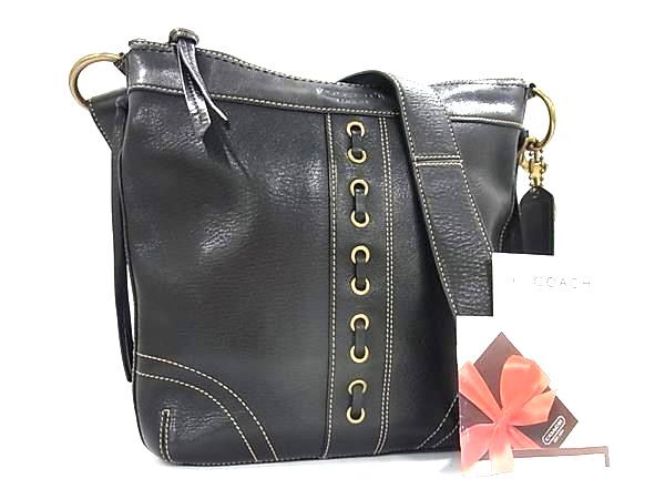 1円 ■美品■ COACH コーチ 10399 レザー クロスボディ ショルダーバッグ 斜め掛け レディース メンズ ブラック系 BQ1849拍卖