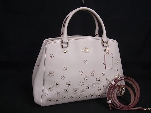 1円 ■美品■ COACH コーチ 37659 ラグジュアリーフローラルアップリケ レザー 2WAY クロスボディ ハンドバッグ ショルダーバッグ FP8006拍卖