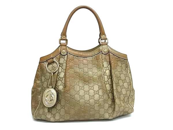 1円 GUCCI グッチ 211944 525040 スーキー GG柄 グッチシマ レザー ハンドバッグ トートバッグ 肩掛け レディース ブラウン系 BS1234拍卖