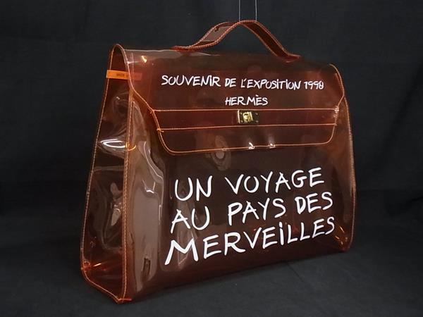 1円 ■美品■ HERMES エルメス ビニールケリー PVC ゴールド金具 ターンロック ワンハンドル ハンドバッグ レディース オレンジ系 FU4750拍卖