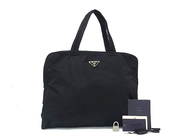 1円 PRADA プラダ B8493 テスートナイロン ハンドバッグ トートバッグ レディース メンズ ブラック系 FU4735拍卖