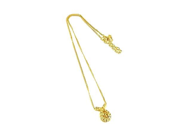1円■美品■ ChristianDior クリスチャンディオール ヴィンテージ ラインストーン ネックレス ペンダント アクセサリー ゴールド系 FS6949拍卖