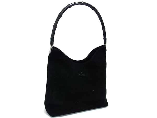 1円 ■美品■ GUCCI グッチ 200182 バンブー レザー ワンハンドル ハンドバッグ ショルダー 肩掛け レディース ブラック系 FS6772拍卖