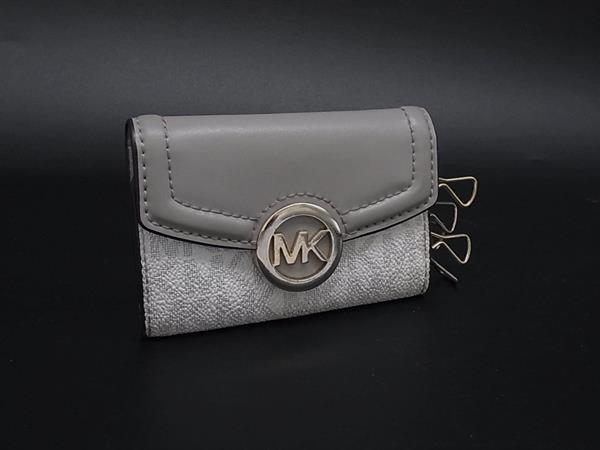 MICHAEL KORS マイケルコース MK柄 PVC×レザー 6連 キーケース 鍵入れ レディース アイボリー系×グレー系 DJ3442拍卖