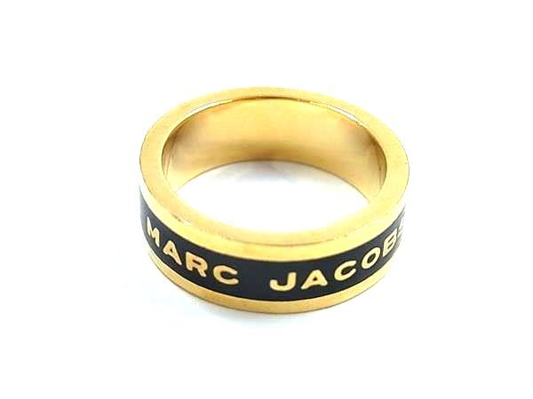 MARC JACOBS マークジェイコブス ロゴ リング 指輪 アクセサリー 約14号 メンズ レディース ゴールド系×ブラック系 DK7875拍卖
