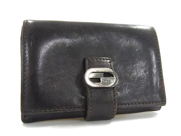 GUCCI グッチ 030 2067 1562 レザー カード入れ パスケース 名刺入れ メンズ ダークブラウン系 DK8618拍卖