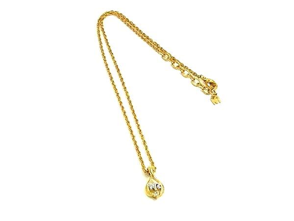 ■美品■ NINA RICCI ニナリッチ ラインストーン ネックレス ペンダント アクセサリー レディース ゴールド系×シルバー系 DK8567拍卖