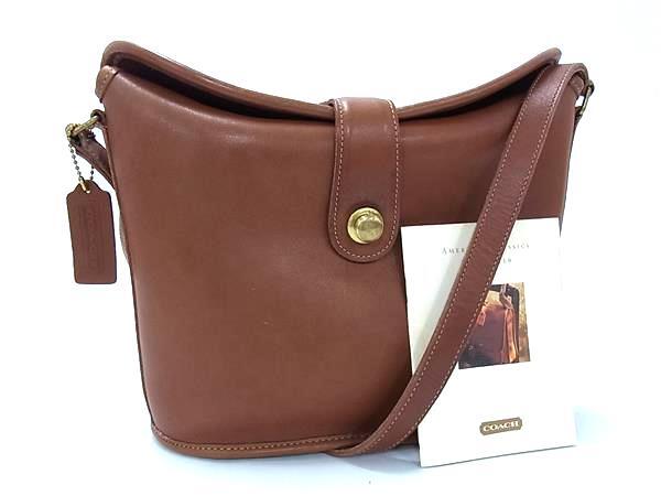 1円 COACH コーチ 0694-300 オールドコーチ ヴィンテージ USA アメリカ製 レザー ショルダーバッグ クロスボディ ブラウン系 BQ2105拍卖