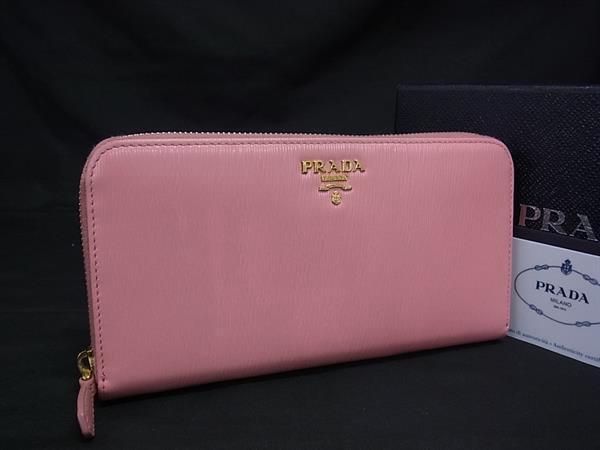 1円 ■美品■ PRADA プラダ 1ML506 レザー 二つ折り 長財布 ウォレット 札入れ 小銭入れ カード入れ レディース ピンク系 GB2474拍卖