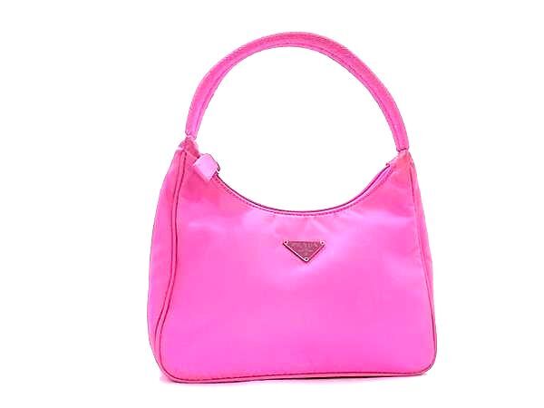 1円 PRADA プラダ テスートナイロン ハンドバッグ ミニバッグ レディース ピンク系 BM9902拍卖