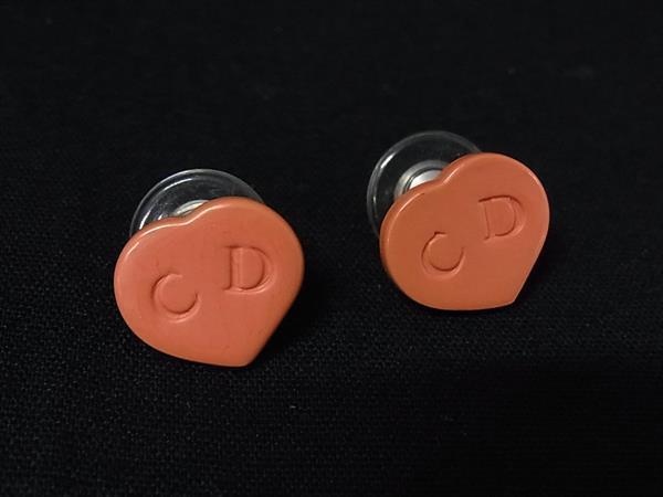 1円 ■美品■ ChristianDior クリスチャンディオール ハート ピアス アクセサリー レディース オレンジブラウン系 FS6901拍卖