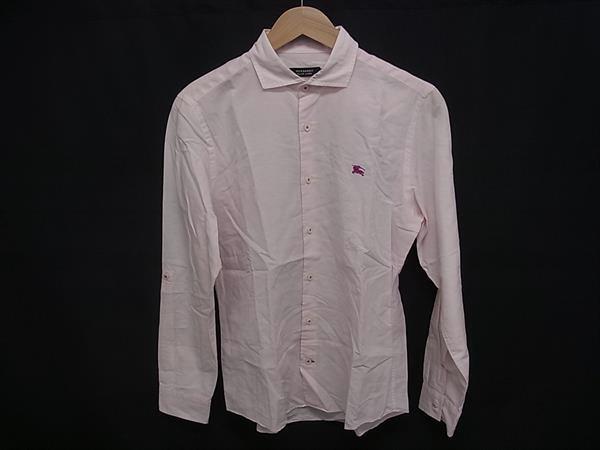 BURBERRY バーバリーブラックレーベル コットン×リネン 長袖 シャツ トップス 表記サイズ 2 洋服 メンズ ライトピンク系 DJ9909拍卖
