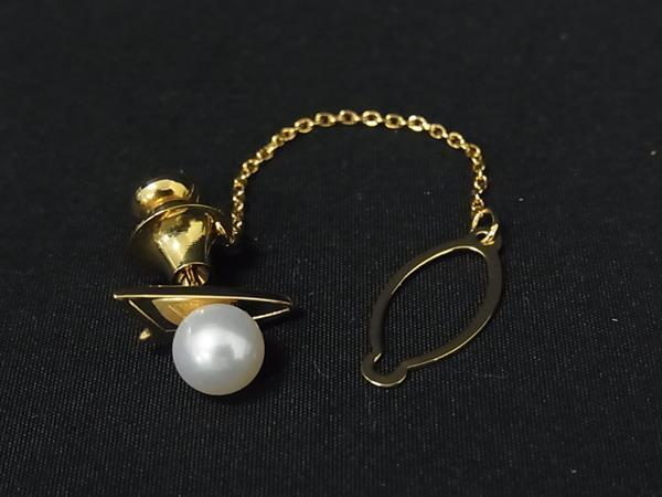 ■極美品■ MIKIMOTO ミキモト 本真珠 アコヤ真珠 パール 約7mm SV925 タイタック ネクタイピン アクセサリー ゴールド系 DK7906拍卖