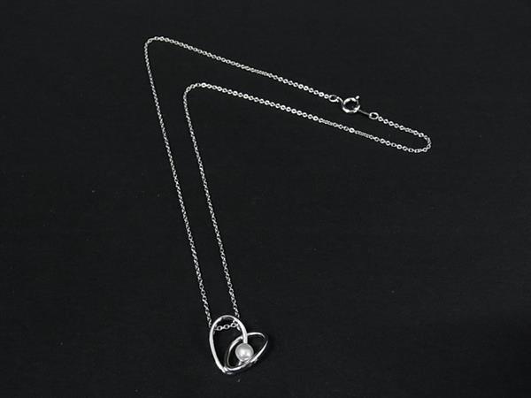 ■新品同様■ TASAKI タサキ 本真珠 アコヤ真珠 パール 約4mm SV925 ハート ネックレス ペンダント アクセサリー シルバー系 DK8117拍卖
