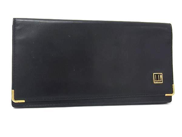 dunhill ダンヒル レザー 二つ折り 長財布 ウォレット 札入れ カード入れ メンズ ブラック系 DK8613拍卖