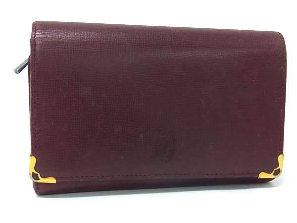 Cartier カルティエ マストライン レザー 二つ折り 財布 ウォレット 札入れ 小銭入れ メンズ レディース ボルドー系 DK8616拍卖