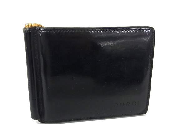 GUCCI グッチ レザー マネークリップ付き 二つ折り 財布 ウォレット カード入れ メンズ レディース ブラック系 DK4724拍卖