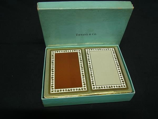 ■未開封■新品■未使用■ TIFFANY&Co ティファニー トランプ カードゲーム テーブルゲーム 2個セット ベージュ系×ブラウン系 DK3698拍卖
