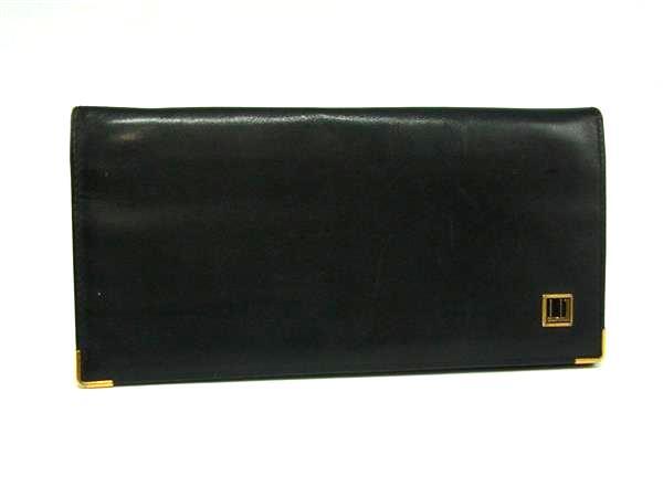 dunhill ダンヒル レザー 二つ折り 長財布 ウォレット 札入れ 小銭入れ カード入れ メンズ ブラック系 DJ4710拍卖