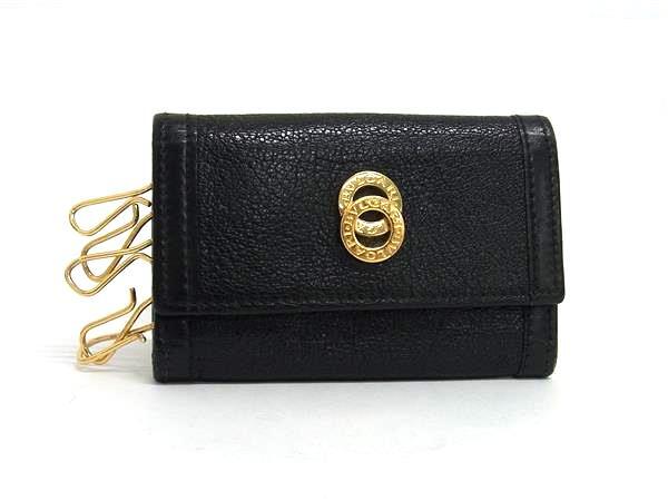 ■美品■ BVLGARI ブルガリ ドッピオトンド レザー 6連 キーケース 鍵入れ レディース メンズ ブラック系 DK4961拍卖