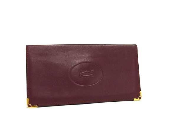 Cartier カルティエ マストライン レザー 二つ折り 長財布 ウォレット 札入れ カード入れ ボルドー系 DK4963拍卖