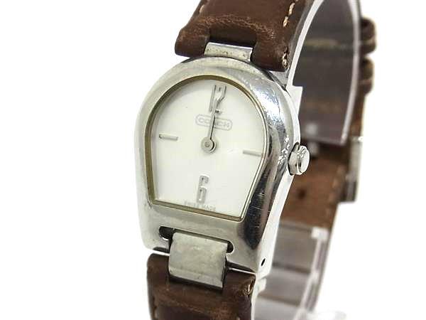 COACH コーチ 0218 SS×レザー クォーツ 3気圧防水 腕時計 ウォッチ レディース シルバー系×ブラウン系 DK1849拍卖